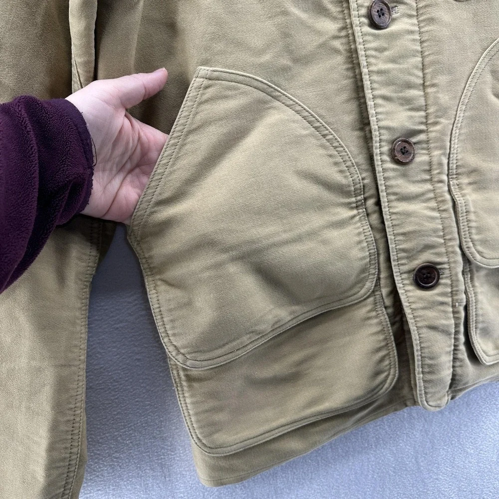 Visvim Jacket Mens Large Beige Canvas Corduroy Collar Workwear Made In Japan - Picture 5 of 11